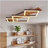 hofstein Deckenleuchte Deckenlampe aus Metall/MDF/Kunststoff in Schwarz/Holzoptik/Weiß, LED fest integriert, 3000 Kelvin, 3-flammig, 24 Watt, 2670 Lumen, 3000 Kelvin