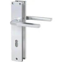 BASI Drückergarnitur Langschild-Garnitur 72/8 mm, Türstärken 38-45 mm (Packung), BB Buntbart-Lochung, Türbeschlag aus Aluminium, Farbe Alu F1