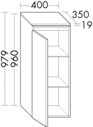 Burgbad Halbhoher Schrank Accura Preisgruppe 2 979x400x350 Schwarz Hochglanz, UHFN040RF6469 UHFN040RF6469