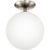 EGLO Deckenleuchte RONDO Deckenlampe, Stahl und Glas, E27, IP20, Wohnzimmerlampe, Lampe, ohne Leuchtmittel, Leuchtmittel wechselbar, Deckenleuchte, H31,5 x Ø25 cm, nickel-matt, 1X60W exkl.