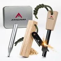 Atacama Stabanzünder Firestarter Survival wasserfest 7 tlg, Camping Outdoor Feuerstahl Blasrohr Feuerstein ewiges Streichholz