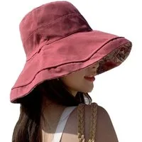 Zaewry Fischerhut Wendbarer Bucket Hat für Damen, UV-Sonnenschutz, Breite Krempe Fischerhut, Sommer-, Strand- & Reisehut