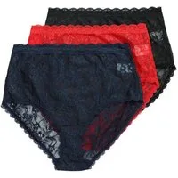 Ulla Popken Maxislip Maxislips 3er-Pack transparente Spitze