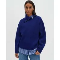 someday Strickpullover TARINI Oversized Troyer im Woll Mix oversized, Rippstruktur, kurzer Reißverschluss