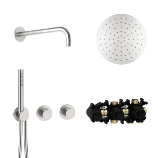 Herzbach MODUL7 Thermostat-Set T-RB250 Wandarm Regenbrause Ø250mm Edelstahl, 70.702711.1.09 70.702711.1.09