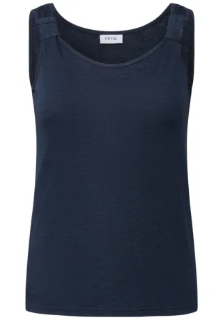 Cecil - Top in Strick-Optik blau - Gr. - S