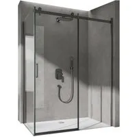 doporro Eckdusche Duschkabine Duschabtrennung schwarz ESG-Glas Nano-Beschichtung Rav19K, BxT: 100x70 cm, Einscheibensicherheitsglas, mit Schiebetür