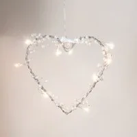Lights4fun LED Dekolicht 10er LED Lichterkranz Herz warmweiß batteriebetrieben