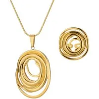 KARMA Schmuckset Damen Silber od. Gold Edelstahl vergoldet (pflegeleicht, 2-tlg., wasserfest hypoallergen rosfrei), Halskette und Ring Kette Geschenkset für Frauen