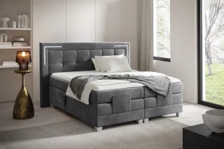 Boxspringbett Elektrisch Bett DORES 160x200cm in Stoff Fresh Stahlgrau