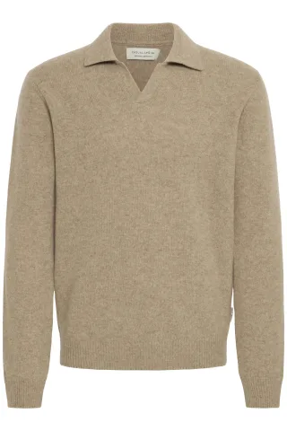 Casual Friday - CFKARL LAMBSWOOL POLO KNIT silver mink melange - Gr. - L