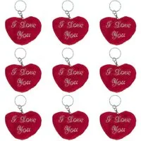 Paul Import Plüschanhänger Herz Schlüsselanhänger Plüsch, ca. 7cm -I Love you - 14 Stück, Bastelartikel, ideal als Geschenk