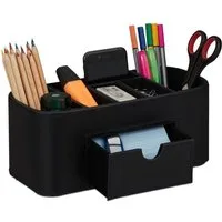 relaxdays Organizer Stiftehalter in Lederoptik, schwarz