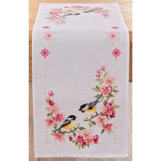 Stickläufer "Vogel & Kirschblüte"
