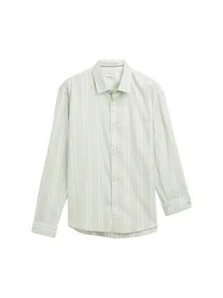 Denim Tom Tailor - Relaxed Fit Hemd mit Turn-up-Funktion mint green big stripe - Gr. - L