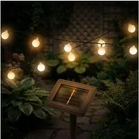 Spetebo LED-Lichterkette Lichterkette 290 cm für Außen mit 30 mini Kugeln, 30-flammig, Automatische Einschaltung bei Dämmerung