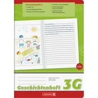 Baier & Schneider Schulheft Geschichtenheft A4 Lineatur 3G 16 Blatt grün, Drahtheftung