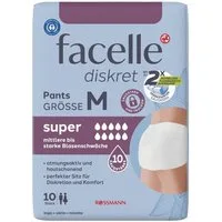 facelle Inkontinenz-Pants Pants super, 10, M, Konfektionsgröße: 38-44 Damen, Wäschegröße: 6-7 Herren Gr., Saugstärke: 10
