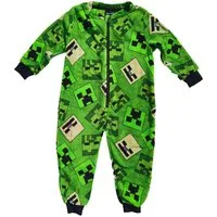 Minecraft Jumpsuit MINECRAFT Kinder Jumpsuit Overall Pyjama Strampelanzug Jungen + Mädchen 3 4 5 6 7 8 9 10 Jahre Gr: 98/104 110/116 122/1280134/140