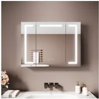 SONNI Spiegelschrank Spiegelschrank Badezimmerschrank 80×60cm Bestseller mit 3-farbiger dimmbarer Beleuchtung