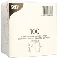 PAPSTAR Papierserviette 100 Servietten, 1-lagig 1/4-Falz 30 cm x 30 cm weiss