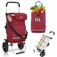 Sekey Einkaufstrolley 3-in-1 mit Kühlfach und Spanngurt, Faltbarer Einkaufswagen 42L & 35kg, 42 l, 3-in-1 Trolley, Sackkarre & Umhängetasche, Ideal für Einkäufe