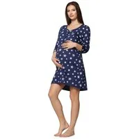 Be Mammy Umstandsnachthemd Damen Umstands Nachthemd mit Stillfunktion BE20-176 (1-tlg)