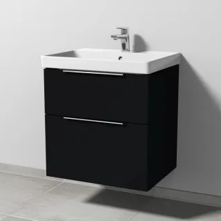 Sanipa 3way Waschtischunterbau zu Villeroy & Boch Avento Waschtisch mit 2 Auszügen, Schwarz-Matt UF62108