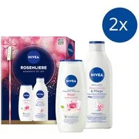 Nivea Pflege-Geschenkset NIVEA Rosenliebe 2 x Geschenkset Duschgel 250 ml und Bodylotion 400ml Set, 4-tlg.