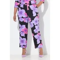 Ulla Popken Schlupfhose Jerseyhose Blüten weites Bein Elastikbund