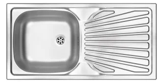 Neuesbad 1-Becken Spüle mit Abtropffläche, Satiniert, 860x435x160, 2'' mit Zubehör NB1DEZMU011B1
