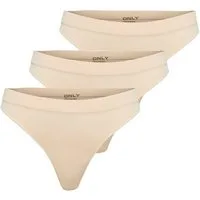ONLY T-String ONLVICKY RIB S-LESS THONG 3-PK NOOS (Packung, 3-St)