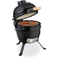relaxdays Keramikgrill Kamado Grill aus Keramik, schwarz