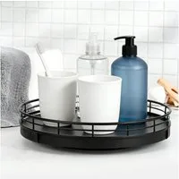 BlingBin Gewürzkarussell 360° Drehbarer Aufbewahrungs-Drehteller, Lazy Susan Gewürzregal, (1er Set, 1-tlg), Drehteller-Organizer für Badezimmer, Küchenschrank, Kosmetik, Schwarz