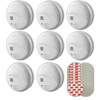 HEITECH 8x Rauchwarnmelder Feuermelder Brandmelder Magnetpad Rauchmelder (85dB Inkl. 9V Batterie + 3M Magnet Klebepad)