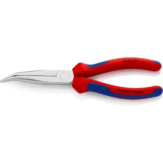 KNIPEX Flachrundzange mit Schneide verchromt mit angewinkelten Backen (Storchschnabelzange) - 2625200