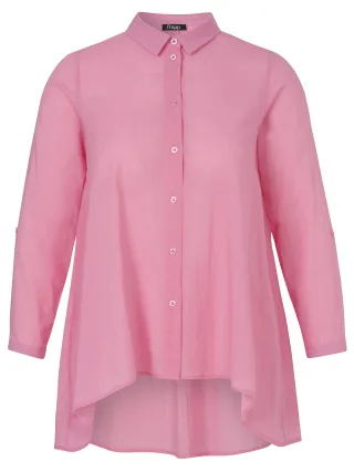 Frapp - Bluse Hemdkragen 1/1 Arm Uni rose blush - Gr. - 48