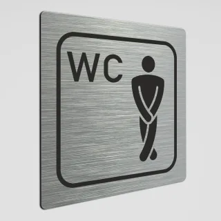 WC Hinweisschild, Herren WC Piktogramm, Alu silber gebürstet