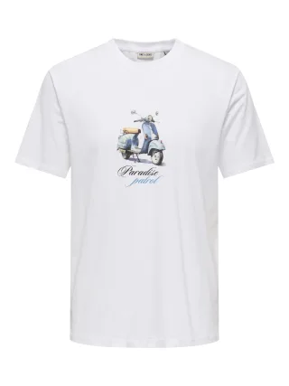 ONLY&SONS - ONSMAX SCOOTER REG SS TEE Bright White - Gr. - S