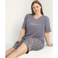 fashionshowcase Hausanzug Damen Schlafanzug große Größen – Pyjama Set mit Shorts & T-Shirt (2 tlg., 2-teiliges Set) lockerer Schnitt, modischer Frontprint & gemusterte Shorts