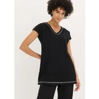 bonprix Longshirt bequeme Passform, mit Nietenapplikation, Kurzarm-Design