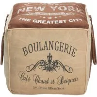 Kobolo Sitzwürfel Sitzpouf Pouf Hocker BOULANGERIE aus Canvas (1 Stück, mit Aufdruck)