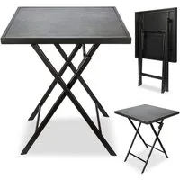 BRUBAKER Gartentisch Bergamo - 58 x 58 cm Balkontisch wetterfest (1-St., Campingtisch eckig mit Stein Optik - Klapptisch für Balkon, Terrasse), Metall Beistelltisch klappbar - Bistrotisch