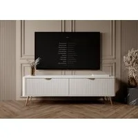 MOEBLO TV-Board RTV Pholx F 163 2D (Griffe und Beine aus Metall, geriffelte-Fronten, Lowboard Fernsehtisch TV Bank TV Tisch Fernseher Tisch TV Möbel), (BxHxT):163x51x38 cm