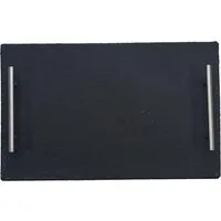 hausleben Servierplatte Schiefer 40x30 cm, (1-tlg), Servierbrett mit Edelstahlgriffen