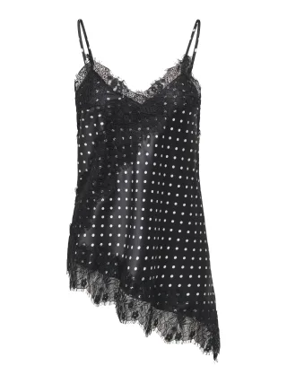 ONLY - ONLINDONA STRAP SATIN LACE TOP WVN Black - Gr. - L
