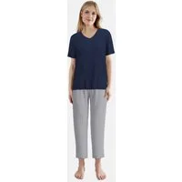 TOM TAILOR Pyjama Kurzarm, mit Muster, V-Ausschnitt, Baumwollmix