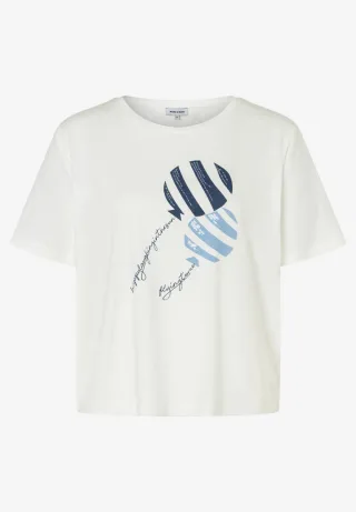 MORE & MORE - Shirt mit Pailletten-Print weiß - Gr. - 46