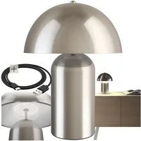 tectake Schreibtischlampe Akku-Tischlampe, Dimmbar, nicht relevant, Kleine Retro-Tischleuchte im angesagten Pilzdesign der 70er-Jahre