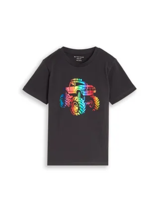 tom tailor kids - T-Shirt mit Glitzer-Print coal grey - Gr. - 122